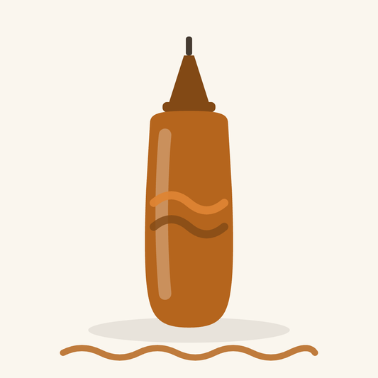 Caramel drizzle squeeze bottle illustration