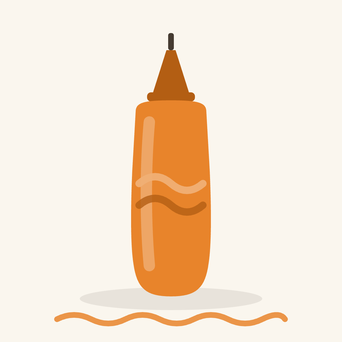 Orange glaze drizzle squeeze bottle illustration